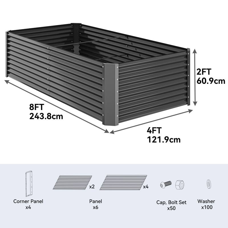 Moasis Outdoor Metal Raised Garden Bed with Gloves