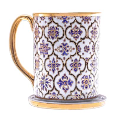 Handmade Thai Royalty Benjarong ceramic lidded mug (Thailand)
