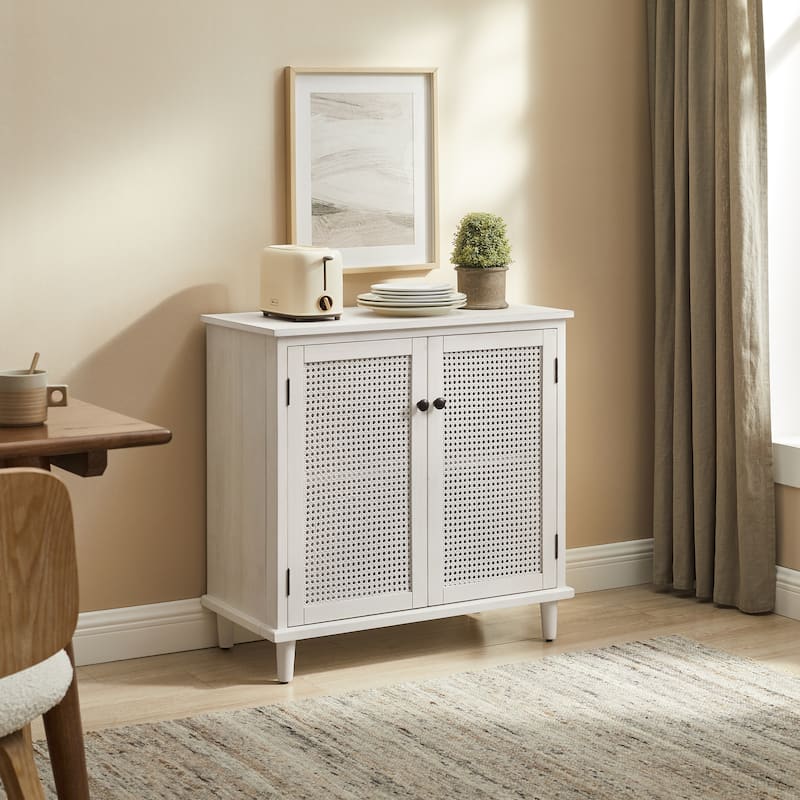 Art Leon Woven Rattan Wicker Accent Cabinet