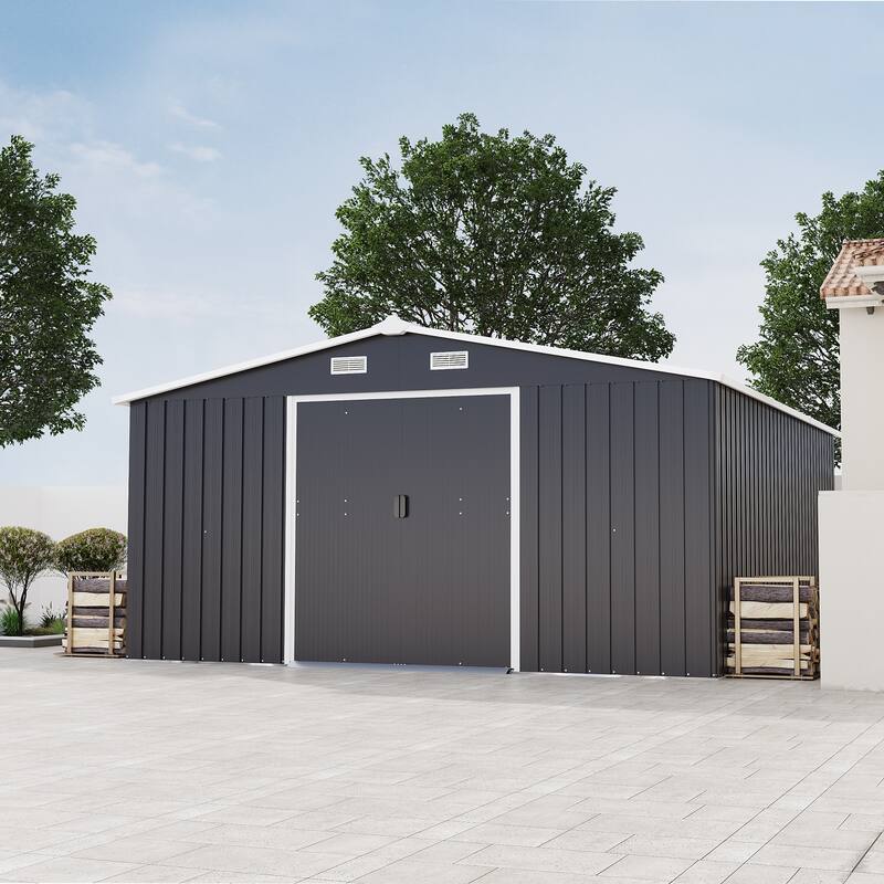 10*12ft 0.25mm Steel Plate, Surface Protective Film, Two Daylight Windows, Two Colors Can Be Freely Selected Storage Sheds