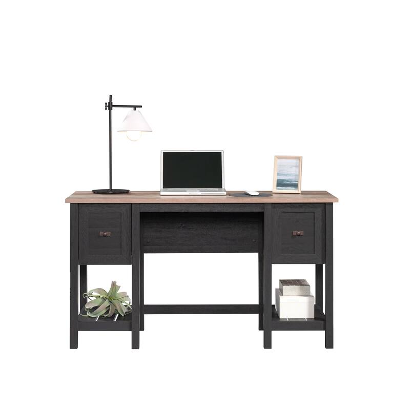 Engineered Wood Coastal Desk with Lateral File Cabinet Bundle