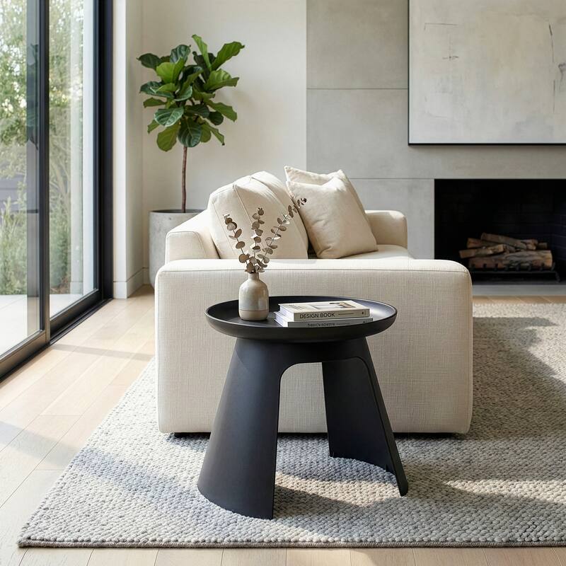 Balius Black Plastic Round End Table