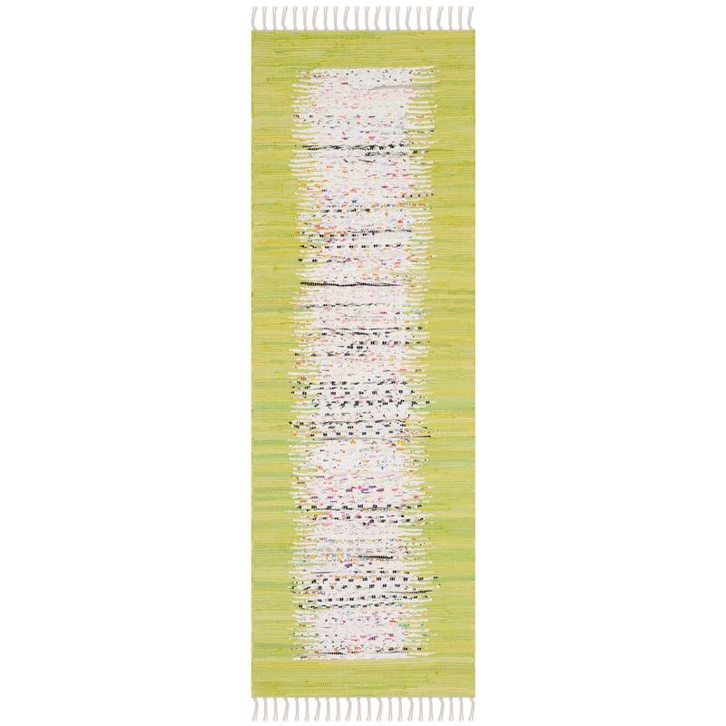 SAFAVIEH Handmade Flatweave Montauk Sidney Cotton Rug - 2'3" x 7' Runner - Ivory/Citron