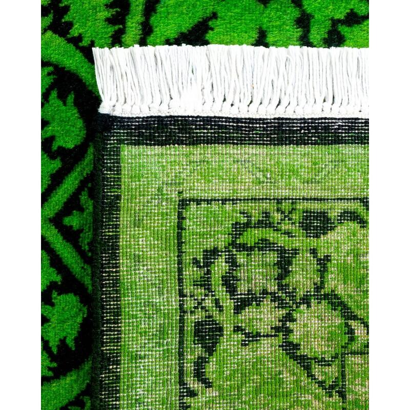 Overton Hand Knotted Wool Vintage Inspired Modern Contemporary Overdyed Green Area Rug - 3' 2" x 5' 4"
