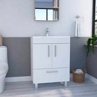 Essential Single Bathroom Vanity With Double Door Cabinet And Drawer