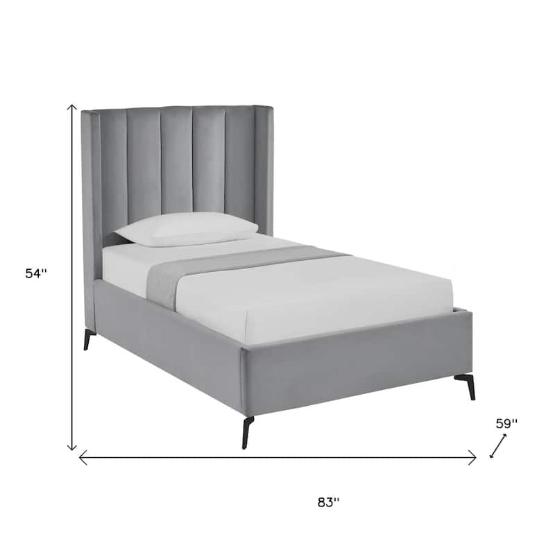 HomeRoots Green Velvet Upholstered Full Bed Frame