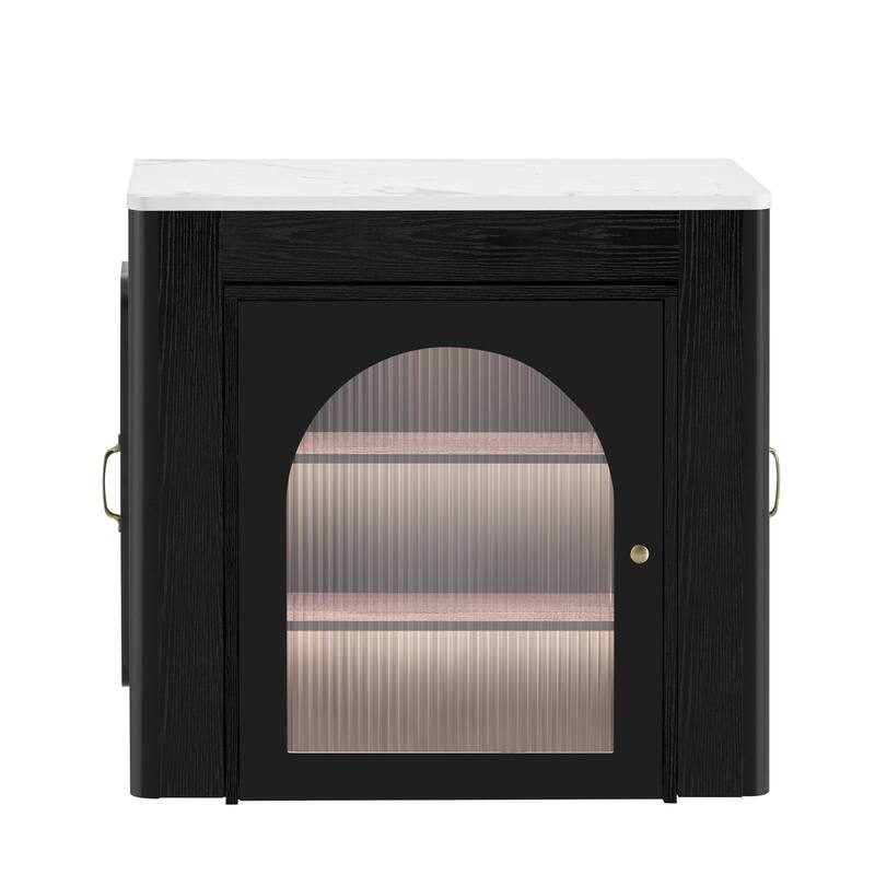 Extendable Kitchen Island Table with 3 Removable Leaves, Power Outlet & Storage Cabinet