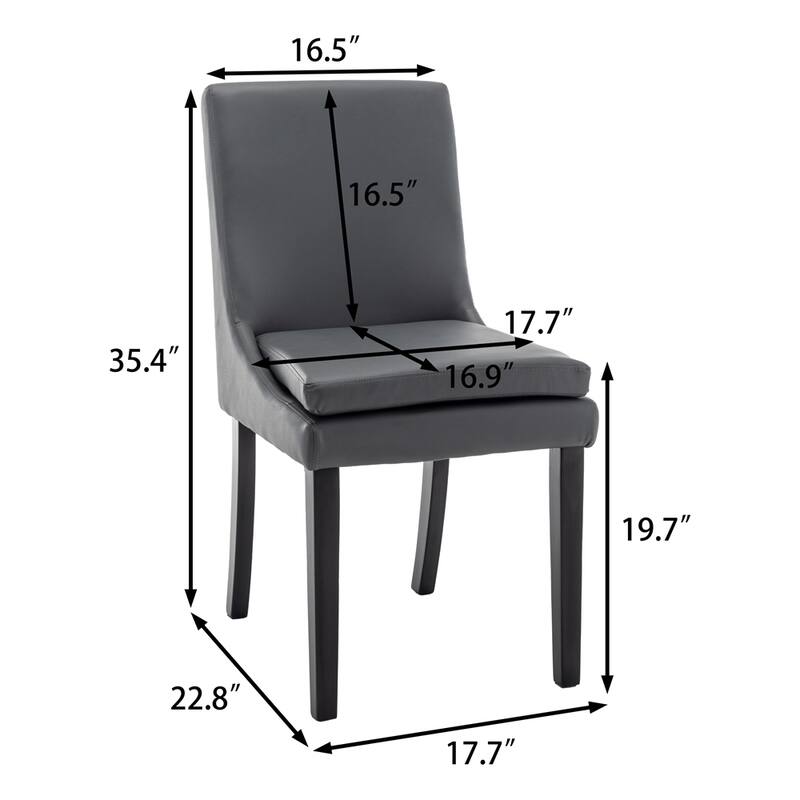 Modern Dining Chairs Set of 2,Upholstered Kitchen & Dining Room Chairs - Dark Grey