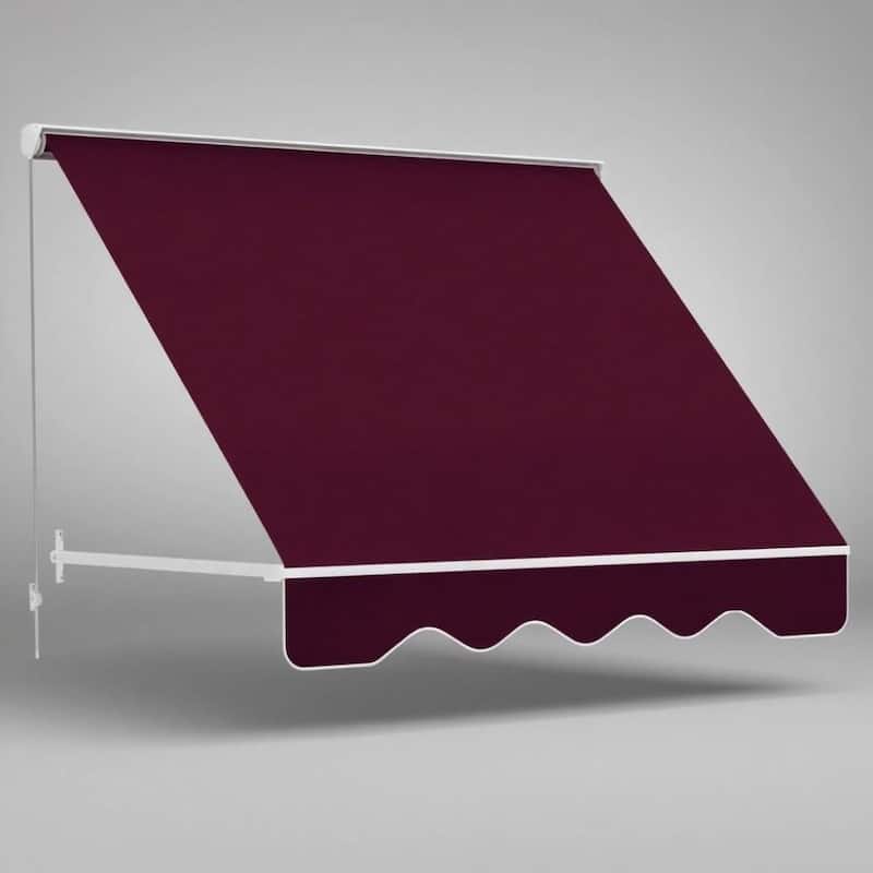 Manual Retractable Window Awning for Patio, Balcony, and Outdoor Sun Protection - Red