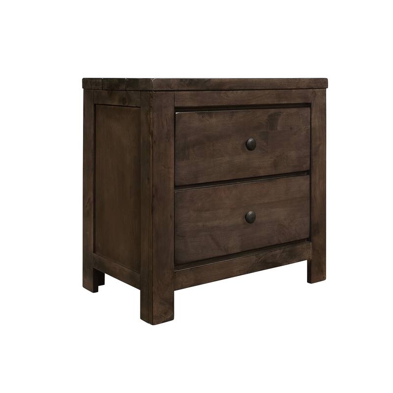 Modern Rustic Brown 2-Drawer Nightstand with Safety Hardware - Brown