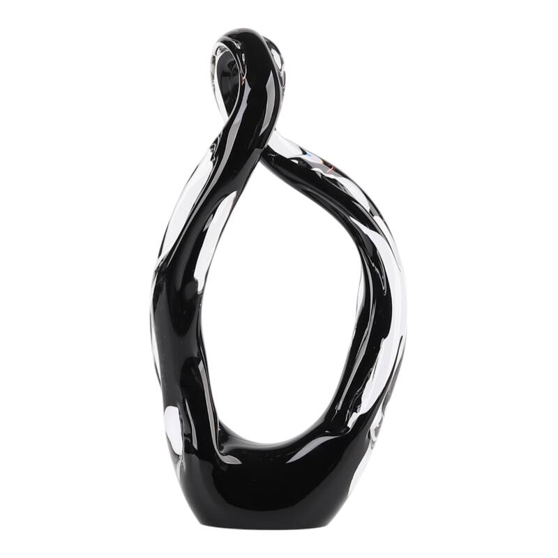 Glass Sculpture Abstract Decorative Statue for Home Decor - 14" Black - 6.75" x 3.5" x 13.5"