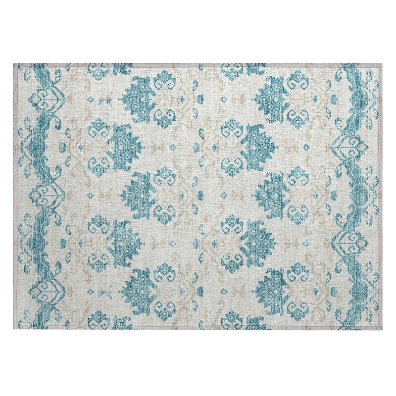 Machine Washable Indoor/ Outdoor Chantille Medallion Damask Rug