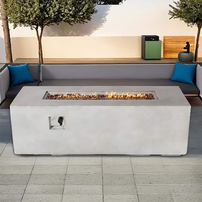 70 in Large Fire Pit Table With 60000 BTU/19kW Heat Output - Light Gray