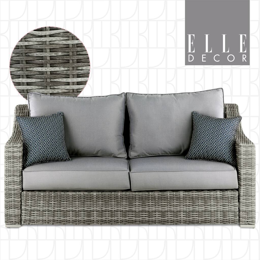 Elle Decor Vallauris Outdoor 73" Sofa - Gray Wicker
