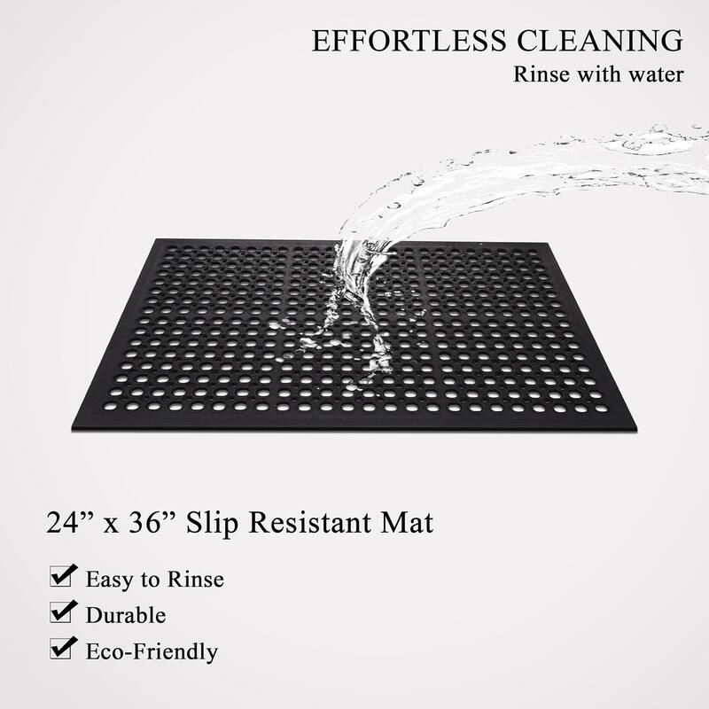 A1HC New All Purpose Versatile Rubber Floor Mat with Drain Holes, Heavy Duty Rubber Mat for Workplace, Restaurant, Kitchen etc