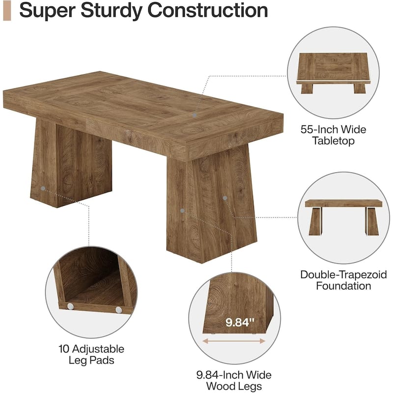 55" Executive Desk, Office Desk with Double Pedestal for Home Office