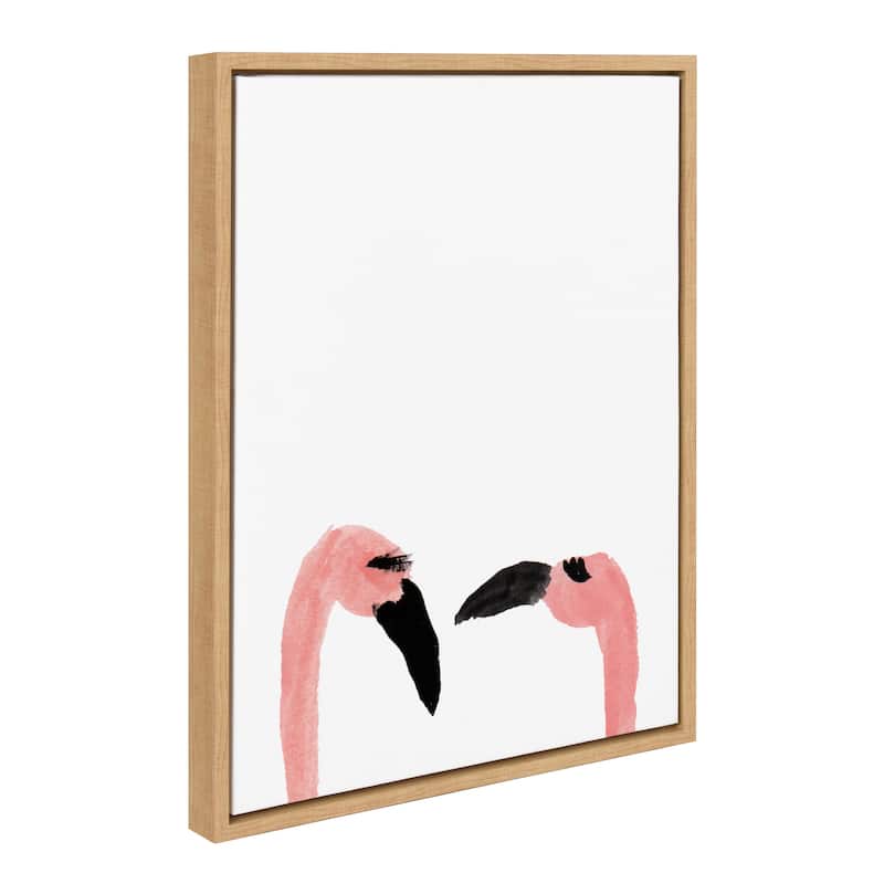 Kate and Laurel Sylvie Flamingo Faces Framed Canvas by Kendra Dandy of Bouffants and Broken Hearts
