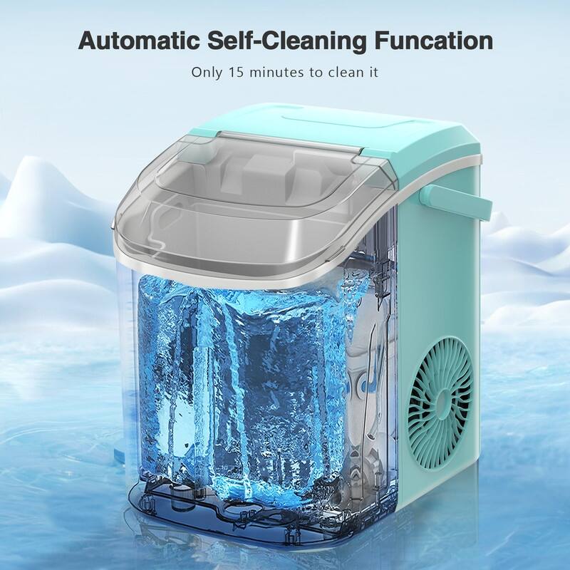 Portable Ice Makers Countertop with Soft Chewable Pellet Ice, with Handle, Self-Cleaning, for Home/Office, 34Lbs/24Hrs-N