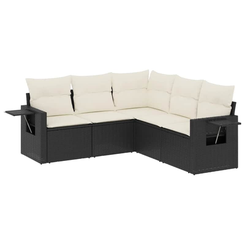 vidaXL Patio Sofa Set with Cushions Outdoor Conversation Furniture Poly Rattan