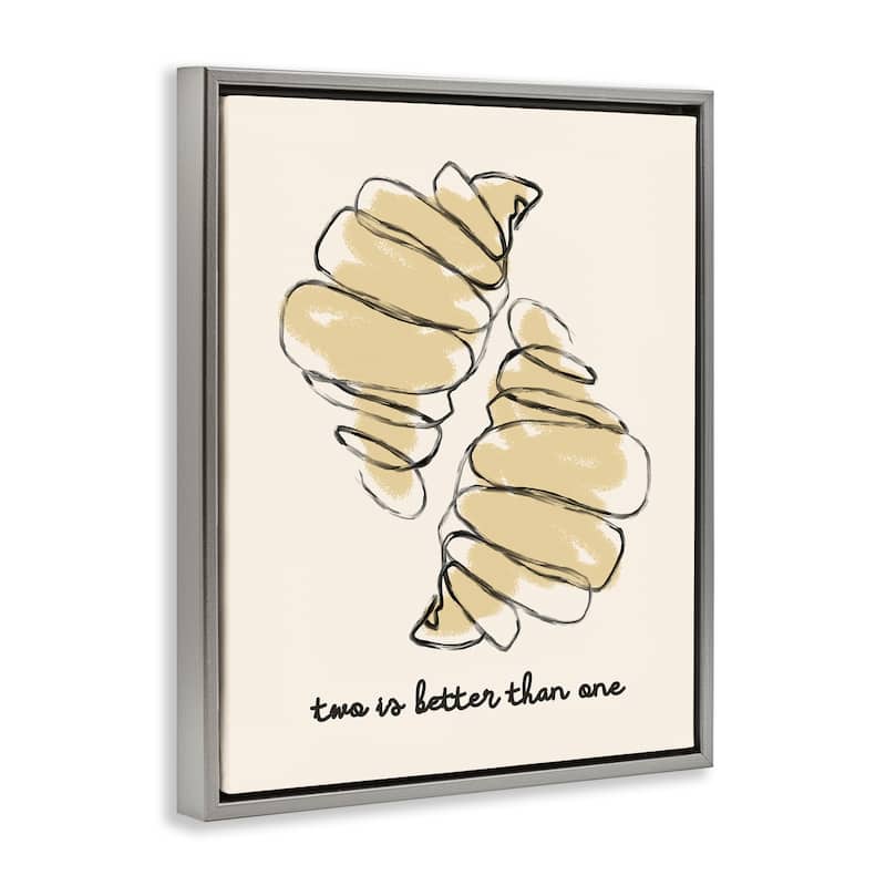Stupell Croissants with French Phrase Framed Floater Canvas Wall Art Design By Lil' Rue