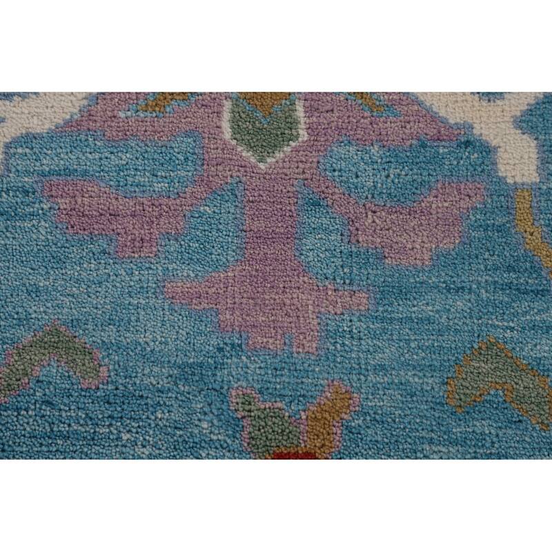 Blue Floral Oushak Oriental Area Rug Handmade Dining Room Wool Carpet - 7'10"x 9'10"