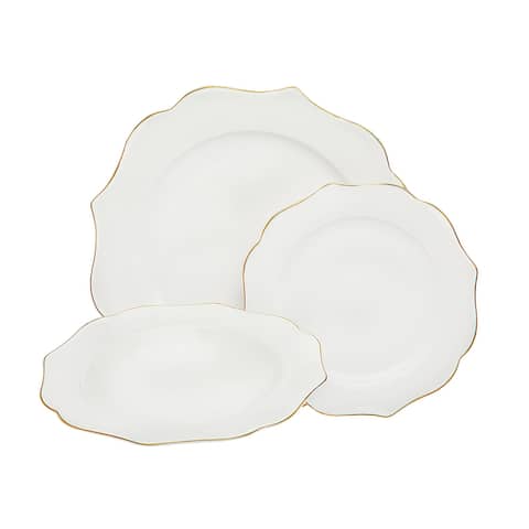 Arendale Gold Rim 12 Piece Dinnerware Set, Service For 4