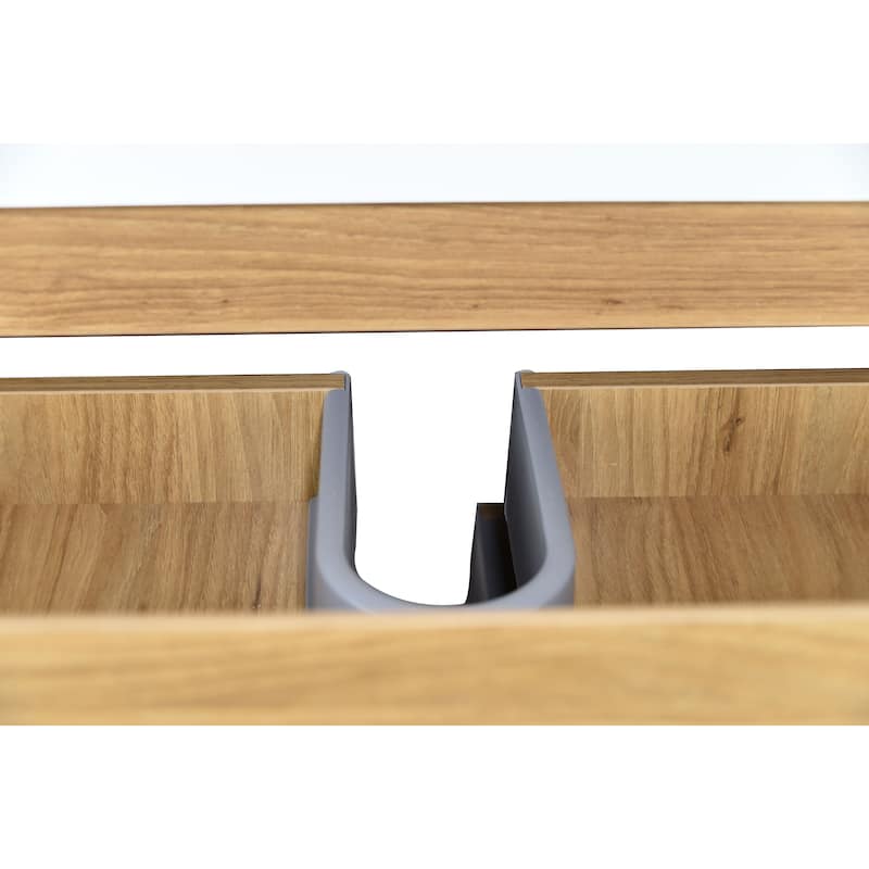 Angeles 30 natural oak finish freestanding bath vanity with single basin reinforced acrylic top