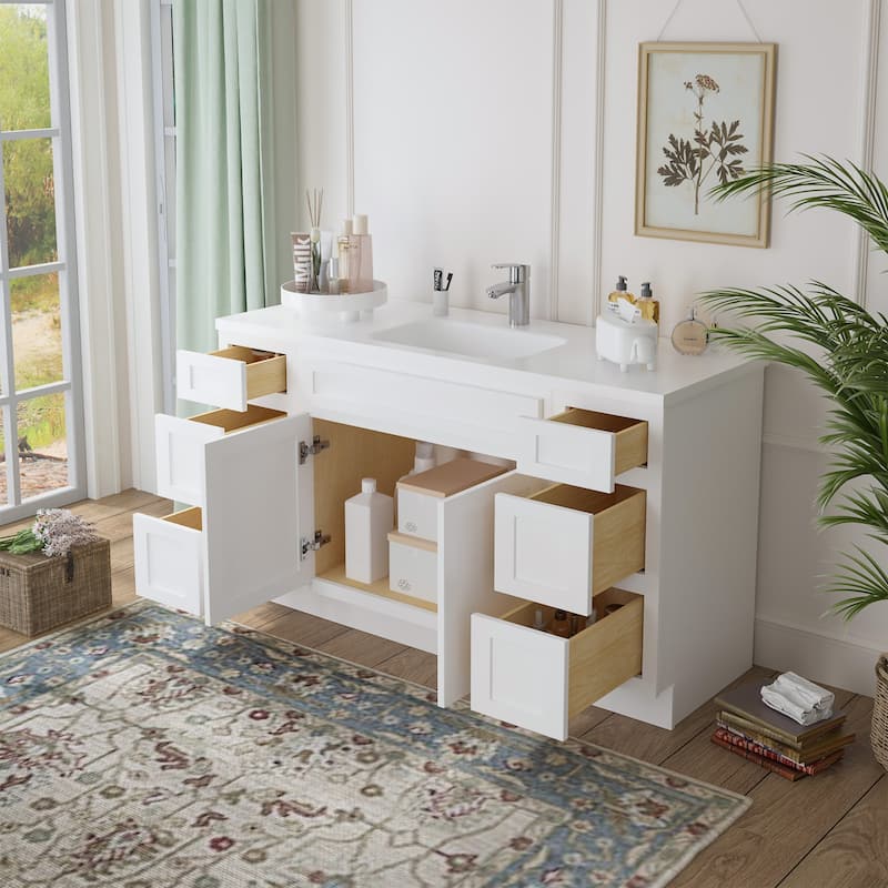 Vanity Art 63" Oak Freestanding Bathroom Vanity Cabinet without Top