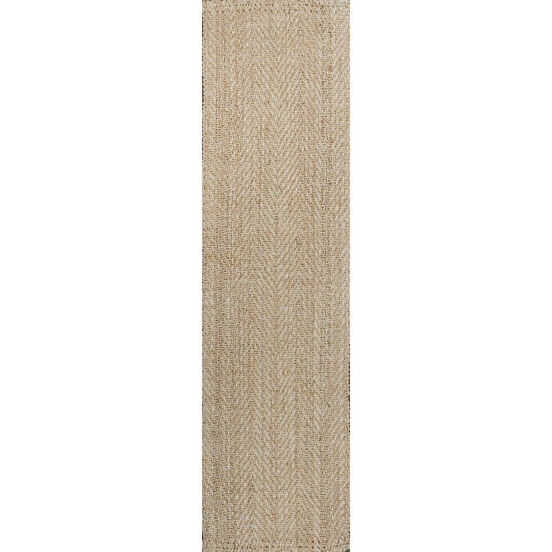 JONATHAN Y Estera Hand Woven Herringbone Chunky Jute Area Rug - 2 X 8 - Ivory