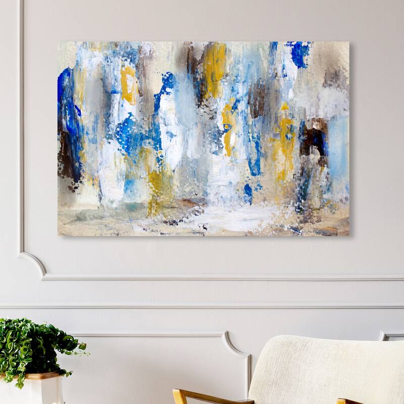 Wynwood Studio Canvas Abstract Rain at the Beach Blue and Modern & Contemporary Wall Art Canvas Print - 30 x 45