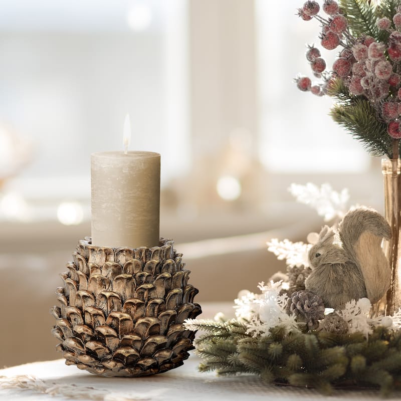 5" Resin Pinecone Candle Holder