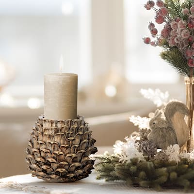 5" Resin Pinecone Candle Holder