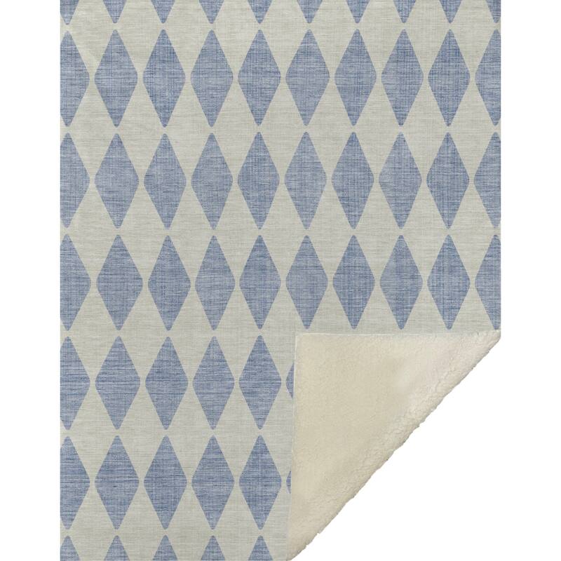 Premium Machine Washable Modern Argyle Sherpa Throw Blanket