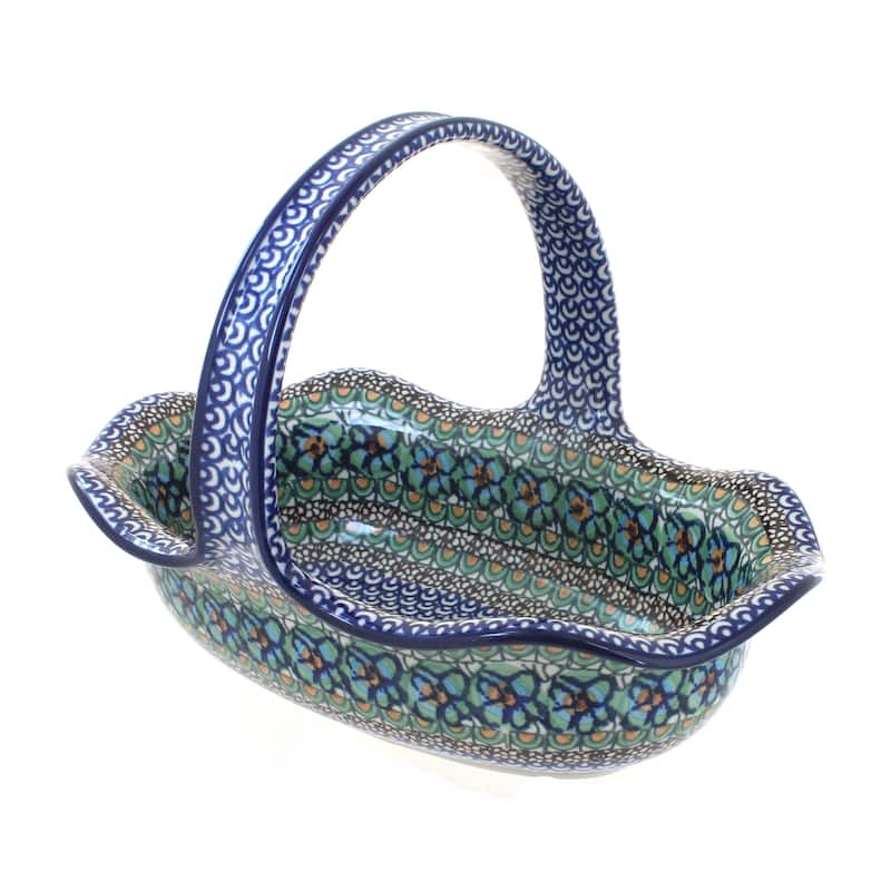 Blue Rose Polish Pottery 876 Ceramika Artystyczna Basket