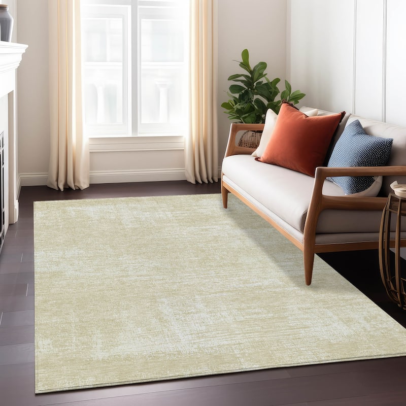 Machine Washable Indoor/ Outdoor Chantille Abstract Solid Rug