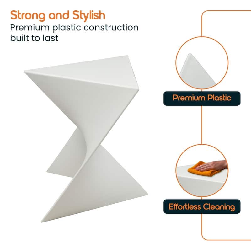 Randolph Modern Indoor Lightweight Side Table with Triangular Curved Design Accent End Table for Home Living Room or Bedroom