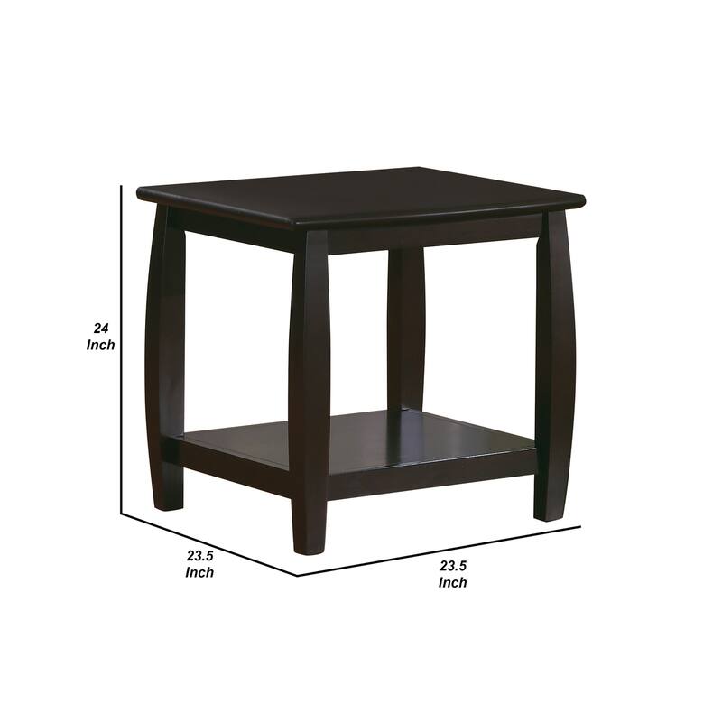 23.5 in. Dark Brown Rectangle Wood End Table, Sturdy Build End Side Table for Living Rooms