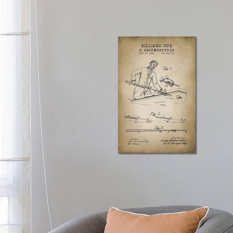 iCanvas "Billiard VI" by PatentPrintStore Canvas Print - 26x18x1.5