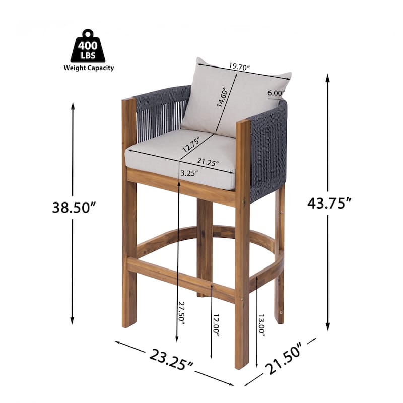 Christopher Knight Home - Martinez Outdoor Acacia Wood Barstools (Set of 2)