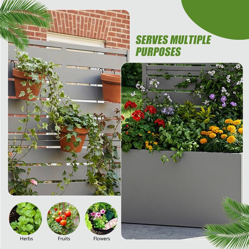 Galvanized Planter Box with Trellis & Privacy Screen