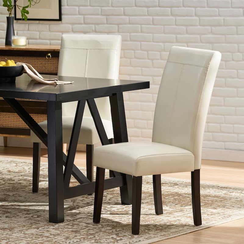 Living Dining Chairs Set of 2, PU Leather Armless Kitchen Dining Room Chairs, Upholstered Accent Side Chairs with Wood Legs