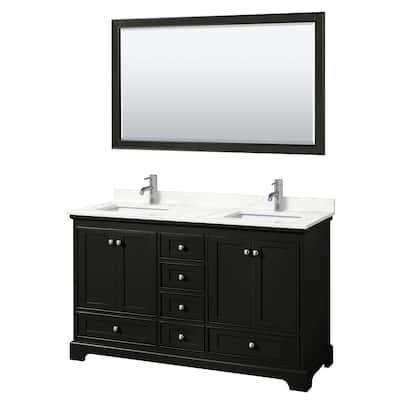 Deborah 60-inch Double Vanity, Quartz Top, 58-inch Mirror