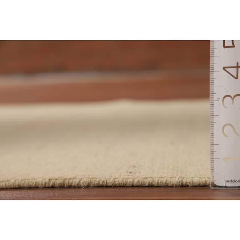 Solid Gabbeh Modern Rug Handmade Beige Wool Carpet - 3'10"x 5'9"