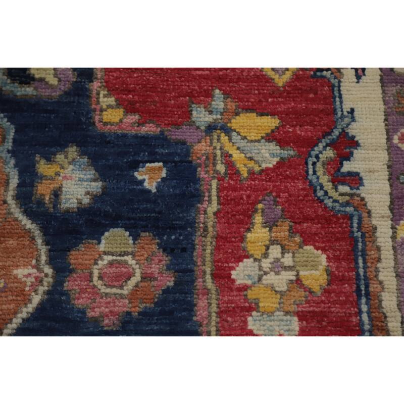 Hand Knotted Oriental 100% Wool Carpet Transitional Medallion Red Oushak Area Rug - 6' 11'' X 5' 1''