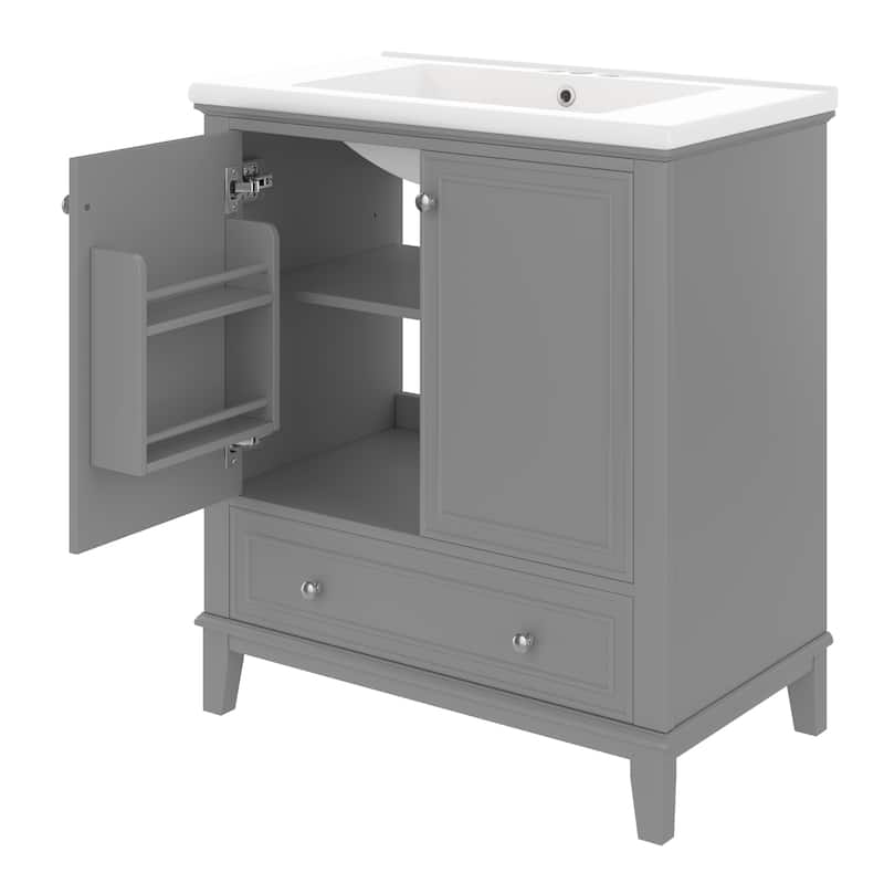 Bathroom Vanity with Sink Top, Bathroom Cabinet with Doors and Drawer, Bathroom Storage Cabinet with Adjustable Shelf