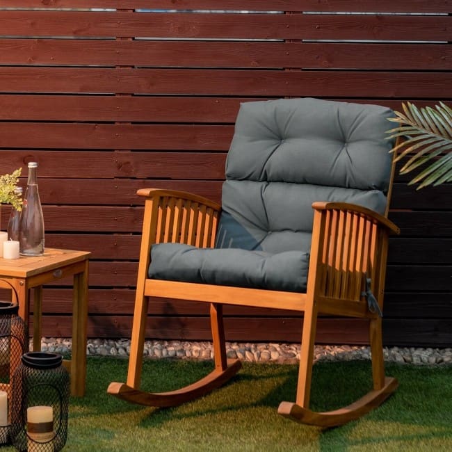22" x 44" Tufted Outdoor Patio Chair Seating Pad - 44" (L) x 22" (W) x 5" (H)