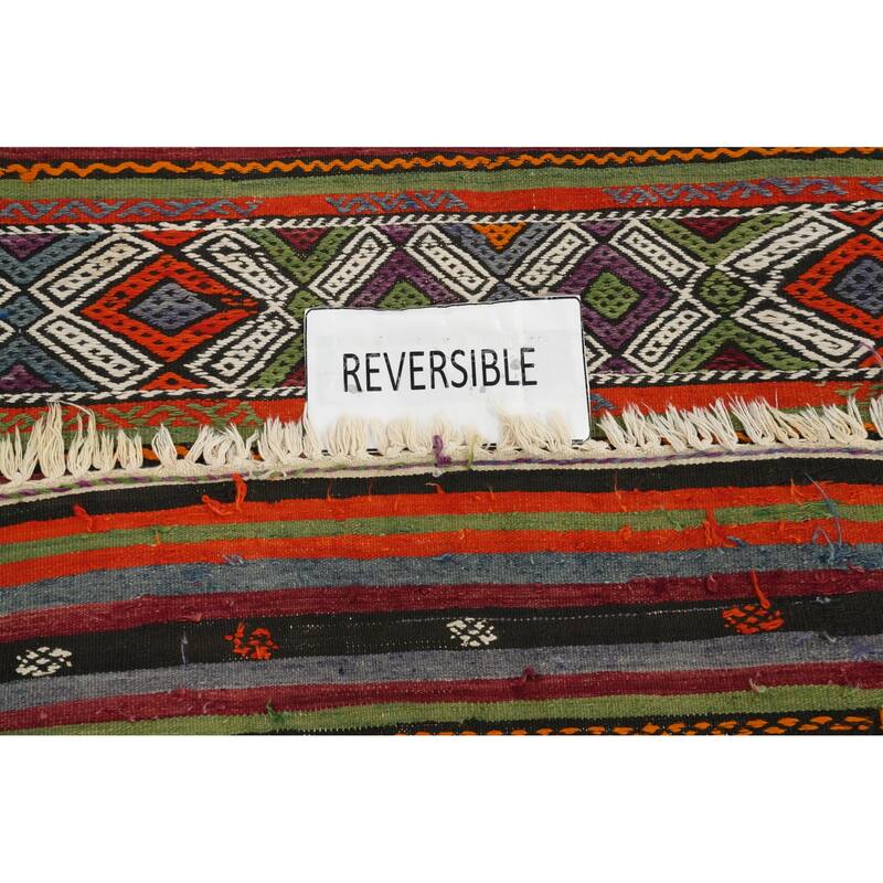 Hand Woven Oriental 100% Wool Carpet Southwestern Tribal Multi-Colored Kilim Area Rug - 8' 3'' X 6' 0''