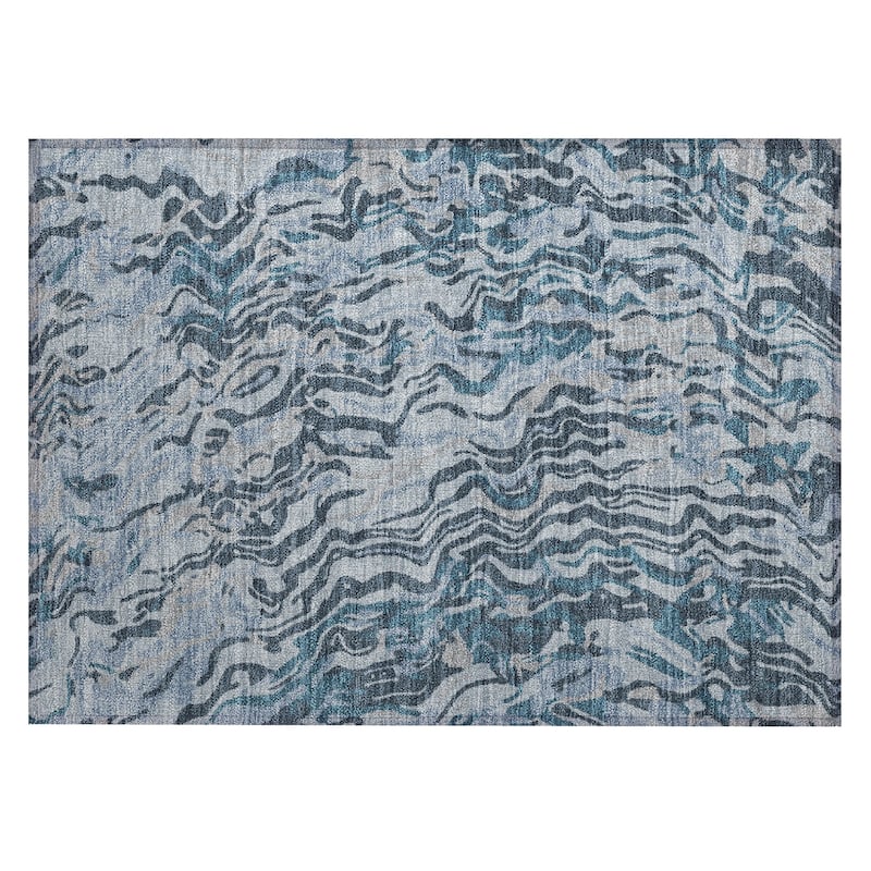 Machine Washable Indoor/ Outdoor Abstract Flow Chantille Rug