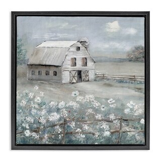 Stupell Traditional Barn & Meadow Framed Floater Canvas Wall Art Design ...