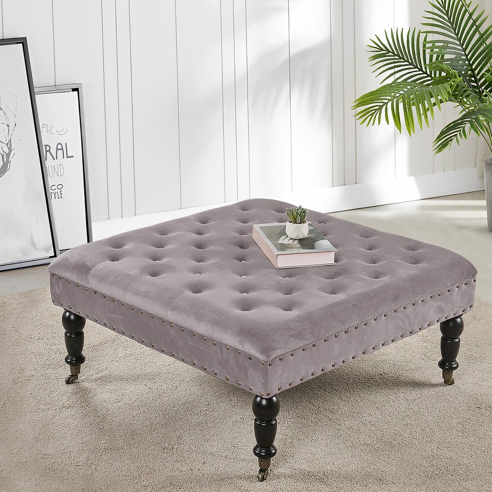 Home Soft Things Supersoft Tufted Coffee Table Ottoman - 33" x 33" x 18"